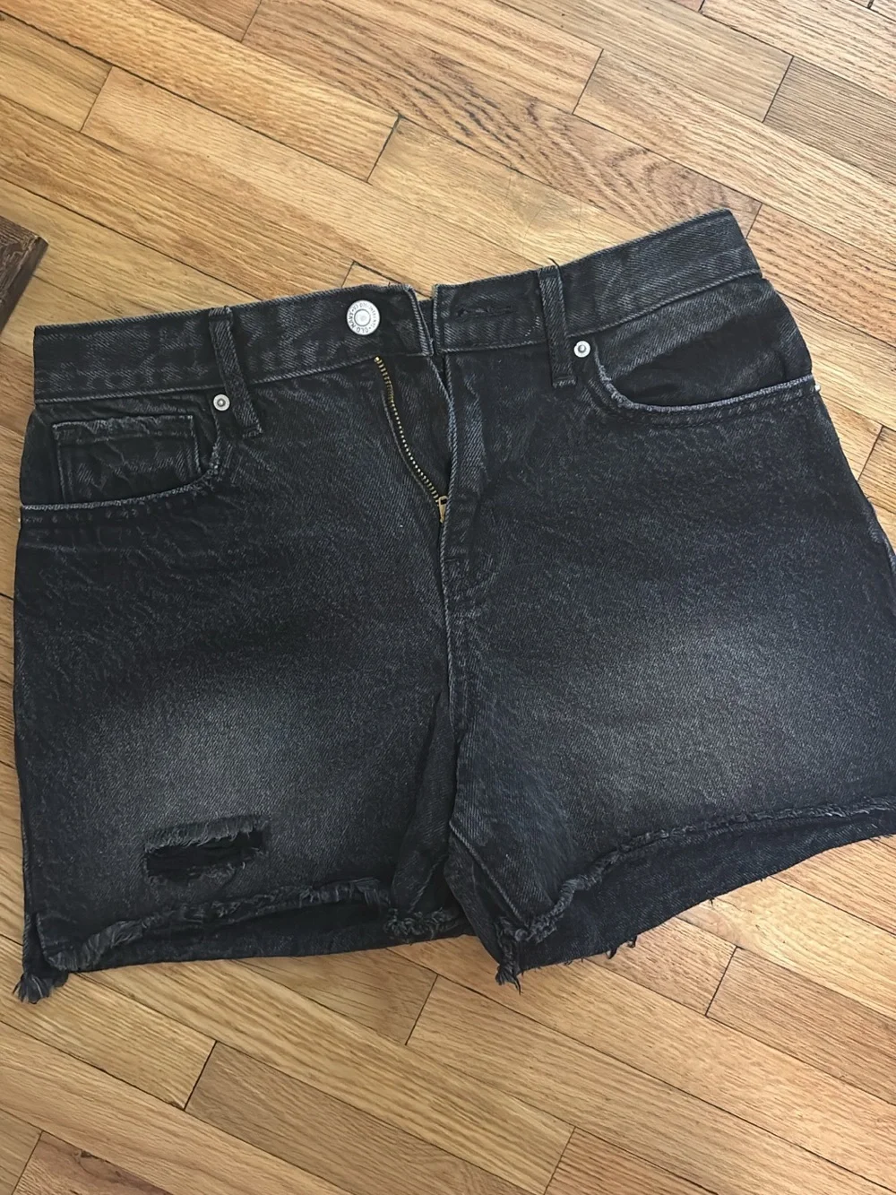 Black Distressed Womens Denim Shorts